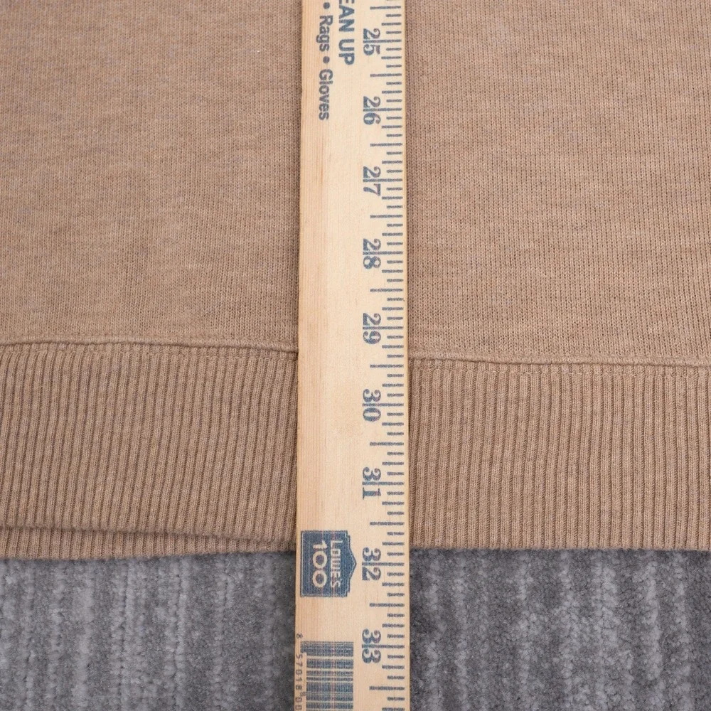 Lands End Mens XXL Tan 1/4 Zip Cotton Sweater Elbow Patches Mock Neck Pullover